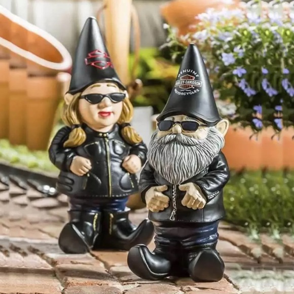 Harley-Davidson Other - SET of Harley-Davidson® Biker Themed Garden Gnomes 4.5 x 3.5 x 11 inches